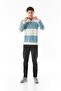 Color Block Half Zippered Stand Collar Sweatshirt - 5