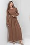 Hijab Brown Linen Gathered Waist Dress - 3