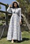Modest Blue Pastel Floral Halter Neck Flared Dress