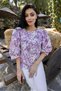 Pink Pastel Floral Loose Cut Balloon Sleeve Blouse
