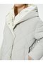 Oversize Quilted Coat with Double-Breasted Collar and Hooded Pocket Detail - 5
