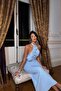 BLUE SERGIO ROSE-DETAIL DRESS - 4