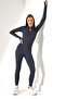 Women's Zippered Diver's Long Jumpsuit with Finger-Proof Detail - 6
