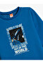 Sweatshirt Raised Cotton Long Sleeve Crew Neck Space Themed Printed - 3