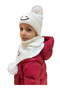 Children's Smiling Face Detailed Beanie Scarf Set 7016 - 2