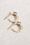 Purple Square Stone Gold Color Hoop Earrings - 2