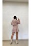 Women's Pink Chanel Fabric Short Jacket and Pleated Skirt Set - 7