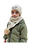 Children's Smiling Face Detailed Beanie Scarf Set 7016 - 6