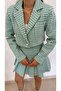 Women's Green Chanel Fabric Short Jacket and Pleated Skirt Set - 2
