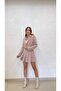 Women's Pink Chanel Fabric Short Jacket and Pleated Skirt Set