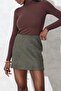 Women's Premium Quality Khaki Stamp Mini Skirt - 3