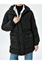 Pocketed Zipper Closure Hooded Half Fleece Lined Water Repellent Oversize Puffer Coat - 6