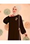 Elif Vav Embroidered Snap Fastener Robe Bitter Brown - 8