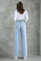 Mavi Püsküllü Yüksek Bel Düz Kesim Straight %100 Pamuk Non-Stretch Jeans TWOSS25JE00139 - 6