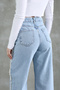 Mavi Püsküllü Yüksek Bel Düz Kesim Straight %100 Pamuk Non-Stretch Jeans TWOSS25JE00139 - 5