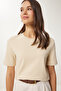 Women's Biscuit Cotton Basic Knitted T-Shirt Ag00001