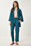 Women's Emerald Green Kimono Trousers Knitted Set BY00050