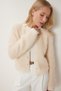 Women's Cream Soft Bearded Knitwear Cardigan Mx00180 - 2