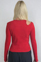 Women's Red Crew Neck Out Cut Cut Pearl Fastener Ribbed Knitted Blouse Alc-X13331 - 4