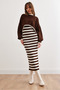 Women's Brown Top Sweater Bottom Dress Knitwear Set Tkm-19000237 - 6