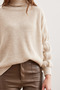 Women's Stone Sleeve Detailed Turtleneck Sweater Kzk- 19000927 - 6