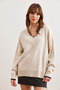 Women's Stone Collar Detailed Stripe Thick Knitwear Sweater Kzk- 19000924 - 2