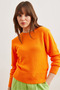 Women's Orange Crew Neck Soft Texture Basic Knitwear Sweater Kzk- 19000845 - 2