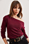 Women's Plain Burgundy Striped Premium Soft Touch Boat Neck Stretchy Blouse Blz- 19002448 - 4