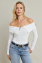 Women's Ecru Zipper Madonna Collar Blouse Ey2559 - 4