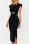 Black Lined Stone Accessories Low Waist Knitted Evening Dress Night Homecoming Dress Tprss24El00007 - 4