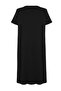 Siyah Midi %100 Pamuk Örme T-shirt Elbise TBBSS24AH00067 - 5