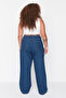 Mavi Yüksek Bel Geniş Paça Comfort/Orta Esnek Büyük Beden Wide Leg Jeans TBBAW23CJ00020 - 4