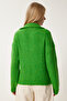 Women's Green Zippered Collar Knitwear Sweater BV00100 - 5