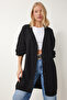Women's Black Balloon Sleeve Oversize Knitwear Cardigan DD01033 - 3