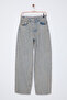 Blue Pearl Detailed Rhinestone Regular Waist Barrel Jeans Twoss25Je00028 - 6