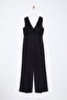 Black Double Breasted Collar Sequin Detailed Knitted Jumpsuit Tprss25Tu00000 - 5