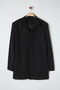 Black Regular Fit Hidden Button Stand Collar Cashmere Winter Coat Tmnaw25Kb00012 - 3