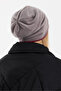 Women's Gray Fleece Outer, Burgundy Cotton Inside, Double Color Double Layer Foldable Soft Beanie - 6