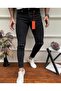 Men's Black Italian Cut Lycra Denim Jeans Ripped at the Knee