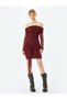 Madonna Neckline Off-The-Shoulder Tulle Mini Dress with Lacing Detail - 3