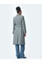 Pocketed Buttoned Double Breasted Belt Detailed Long Stamp Coat - 4
