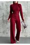 Women's Burgundy Finger Snap Knitwear Double Set - 6
