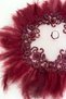 Burgundy Vip Bridal Handkerchief, Beaded Pearl Sequins Feather Detailed Luxury Appliqued Groom Wedding Henna Circumcision Engagement - 3