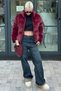 Burgundy Stand Collar Women's Fur Coat Mg2259 - 4
