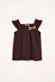 Square Collar Ruffle Sleeve Polka Dot Brown Polka Dot Color Girl's Tights Set - 2
