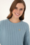 Women's Blue Crew Neck Sweater 50297092-Vr251 - 2
