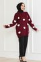 Burgundy Heart Embroidered Knitwear Cardigan 2453