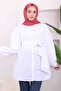 White Waist Belted Shirt Tunic - 3