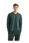 Men's Long Sleeve Green Pajama Suit C7T8N5O04 - 3
