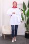 White Waist Belted Shirt Tunic - 2